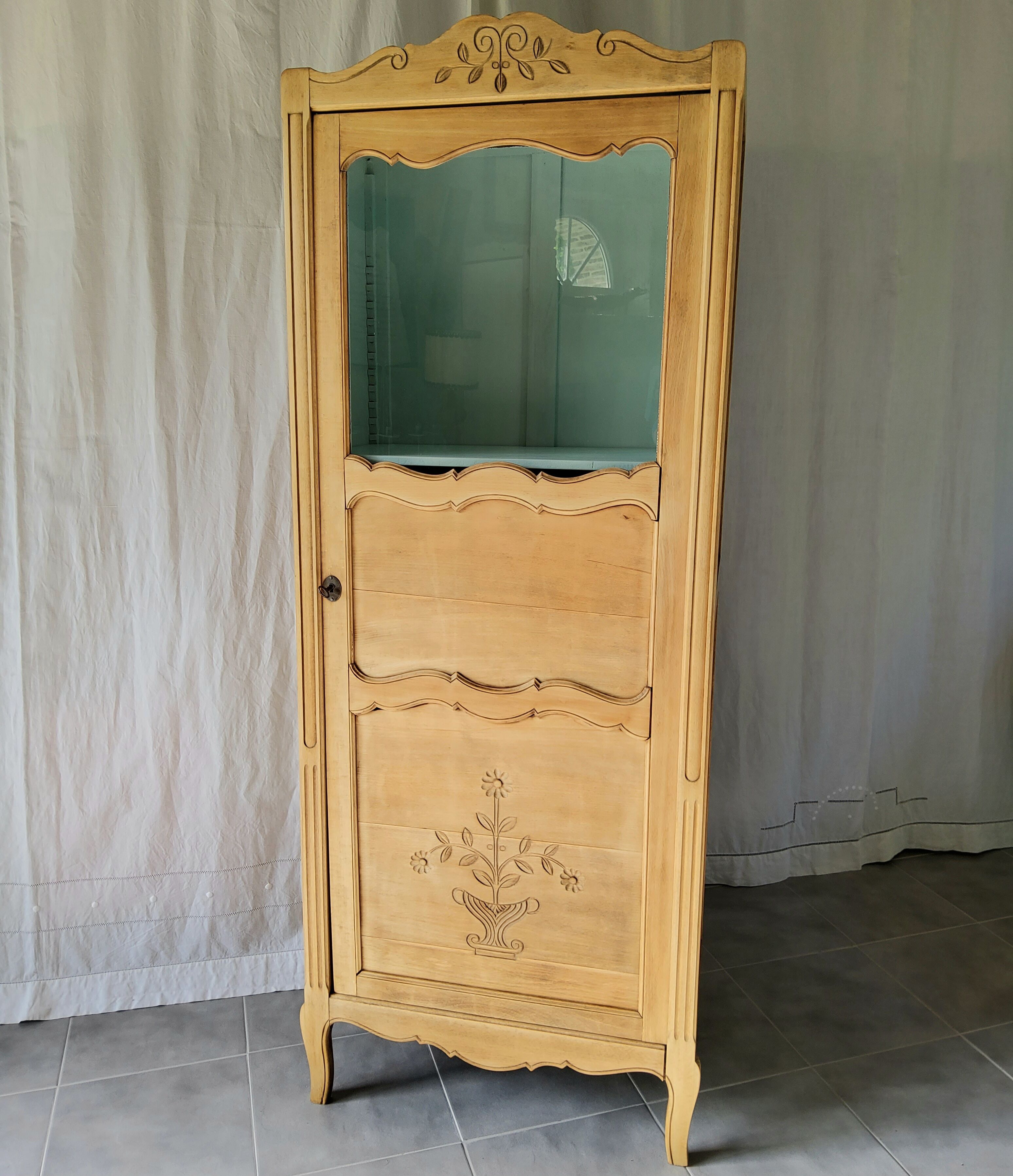 Carved and glazed wardrobe