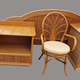 Rattan room, desk, suitcase door, headboard, 2 bedside tables, a chair