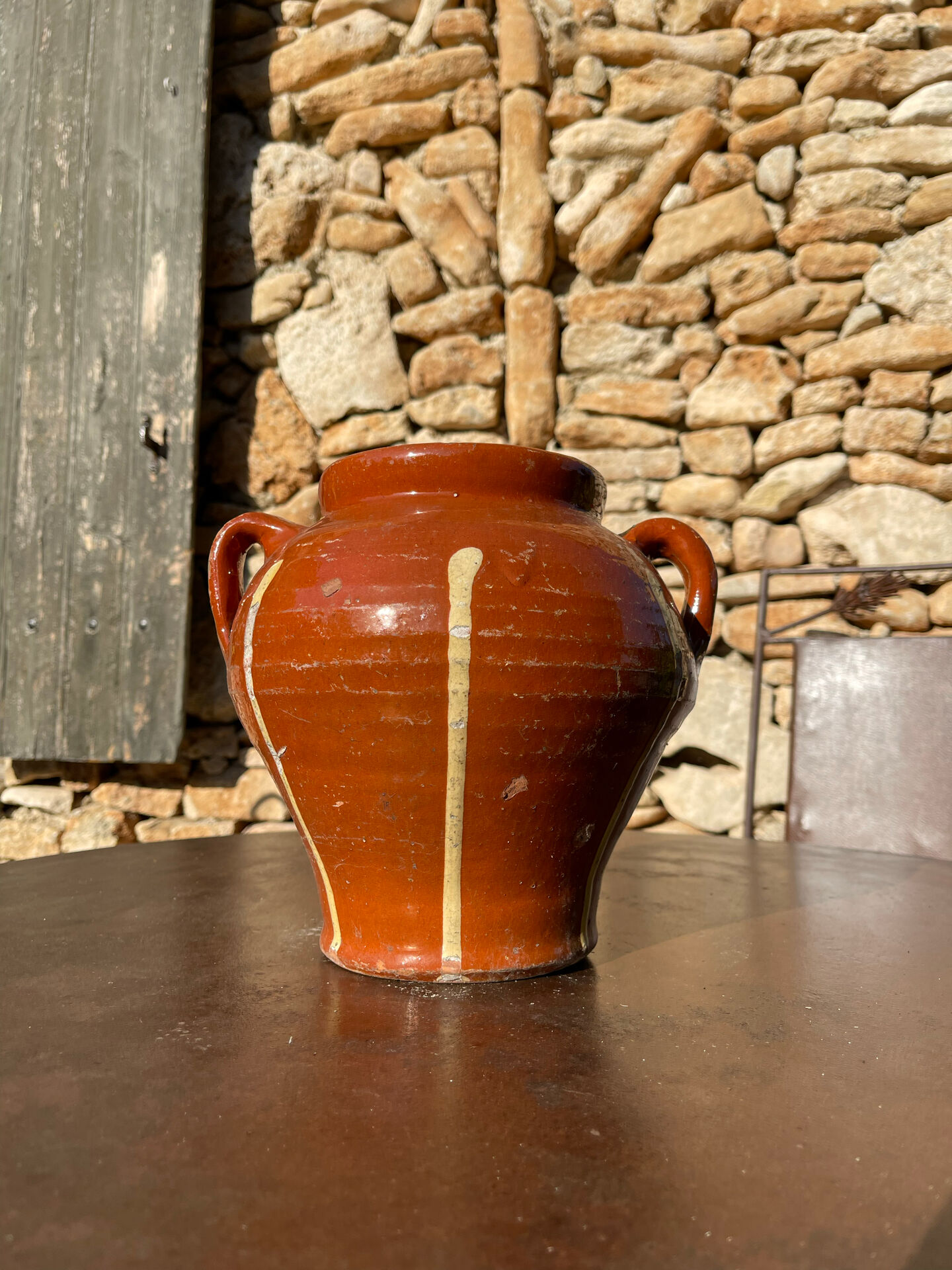 Ancient terracotta pottery jar