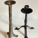Pair of Brutalist Vintage Steel Candlesticks
