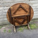 harvest table, stripped top and natural wood