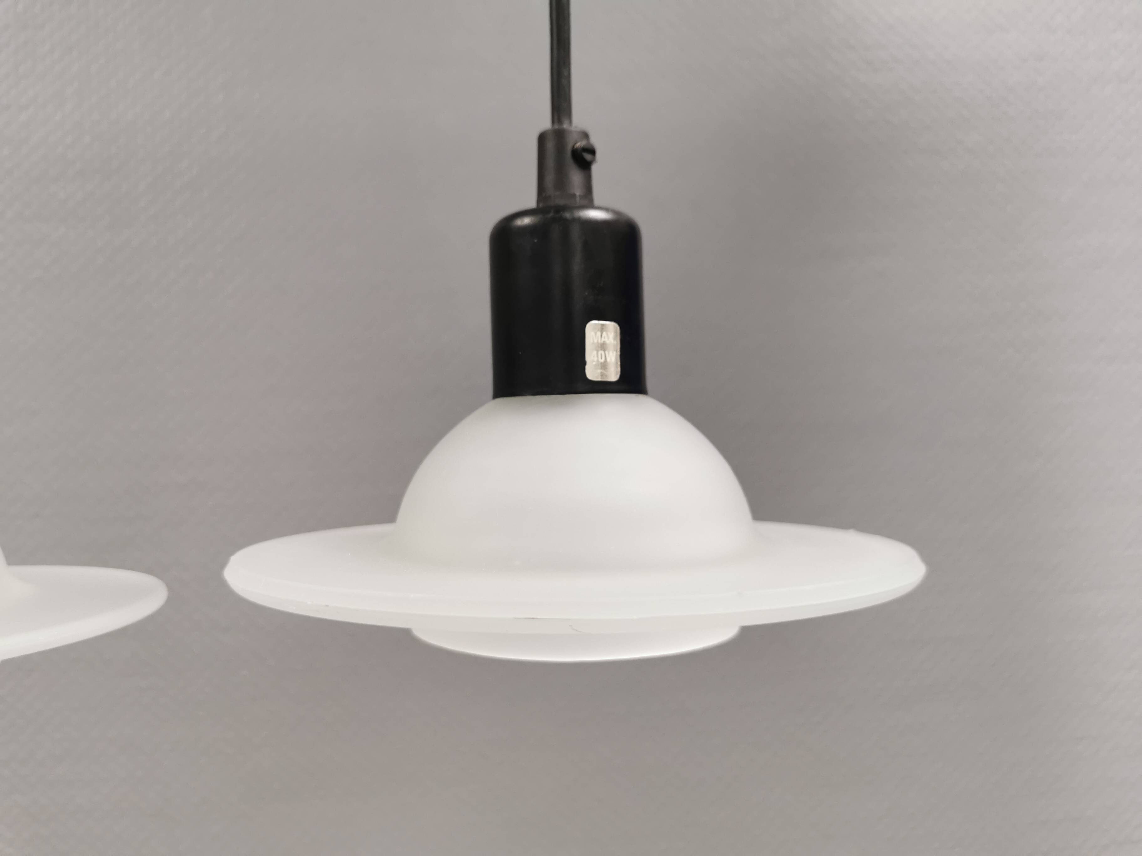 White glass UFO pendant lights by Design-Light, early 1990s Denmark