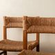 Vintage set of six French mid-century dining chairs in wood and rush, 1960s