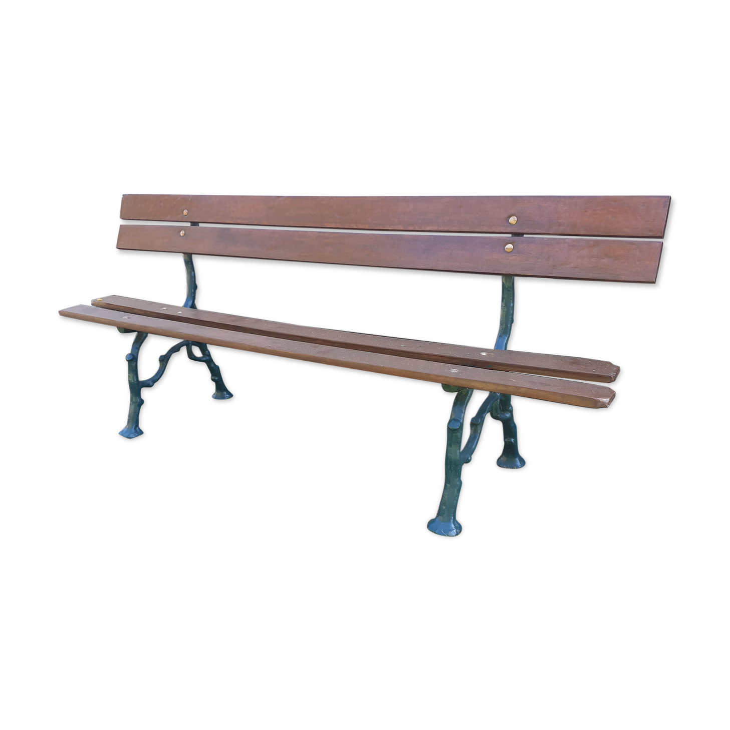 Old garden bench with cast iron feet