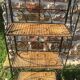 Folding bakery shelf, metal and wicker