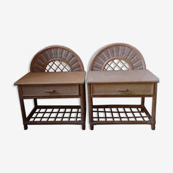 Vintage rattan bedside tables 60s/70s