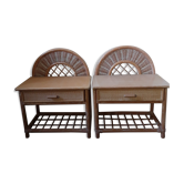 Tables de chevet en rotin vintage années 60/70