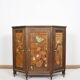 Buffet ou armoire d'angle, à 3 faces, en bois massif, sculpté et peint.