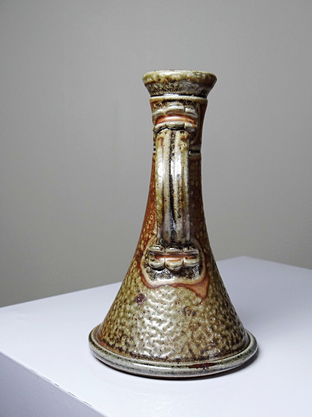 Vintage candlestick or soliflore in glazed stoneware signed Le Don.