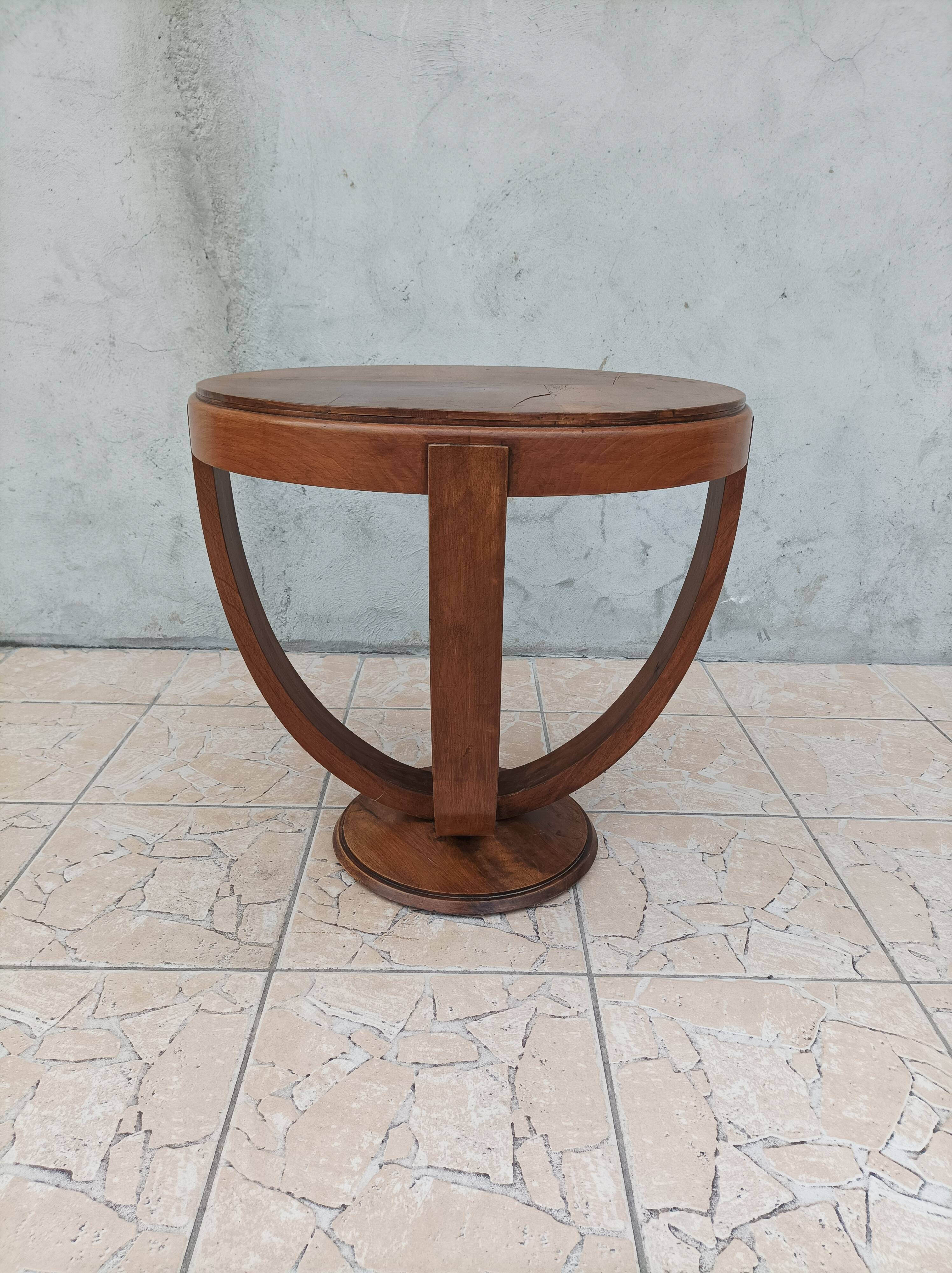 Art Deco pedestal table walnut side table