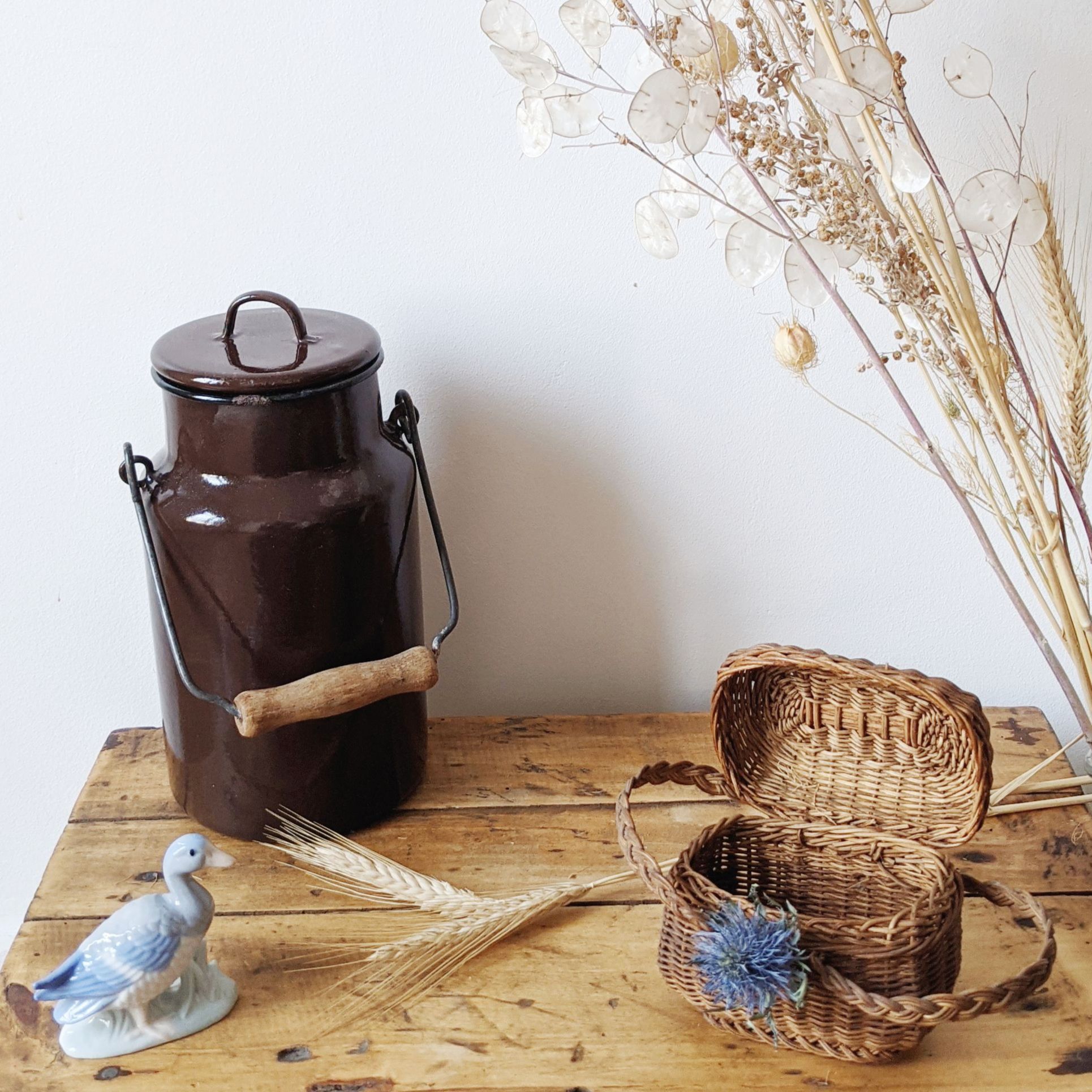 Brown enamelled sheet jar