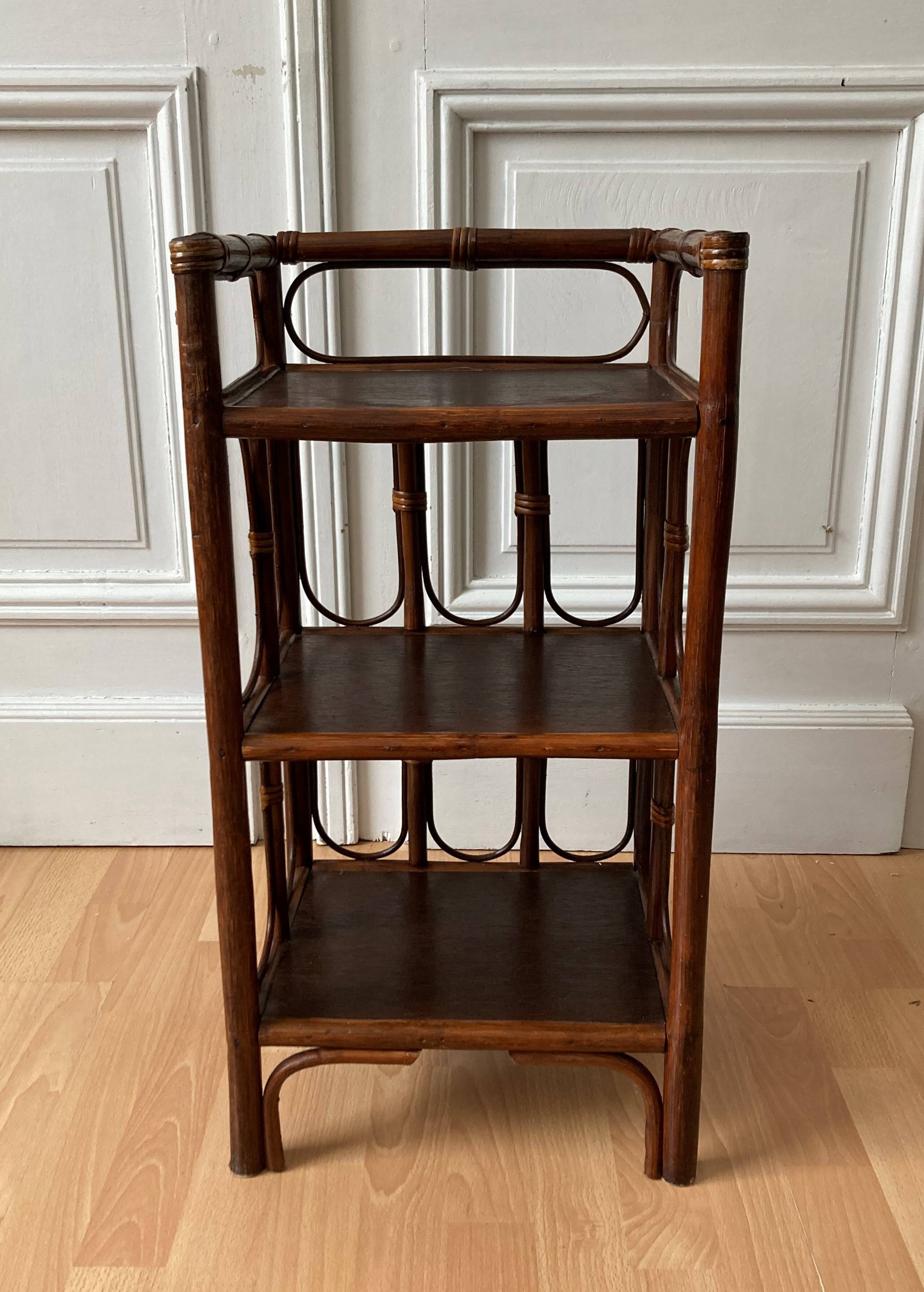 Rattan shelf vintage bamboo 60s