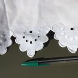 Old embroidered linen sheet MS scalloped edge hand