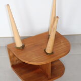 Oak-plated tripod bedside table 1950