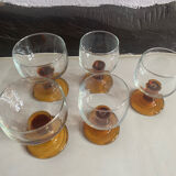 Set stemmed glasses - amber - 70s