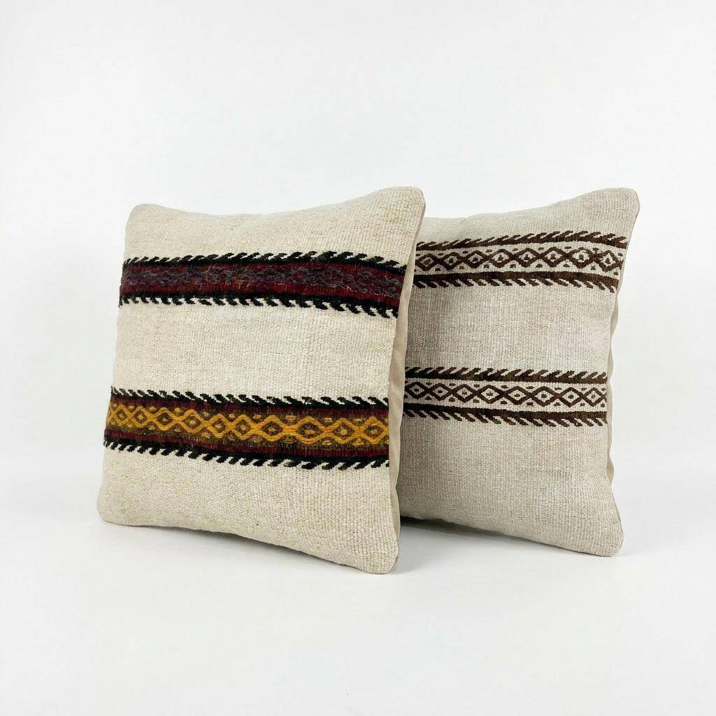 Set of 2 vintage kilim cushion covers 41x41 cm