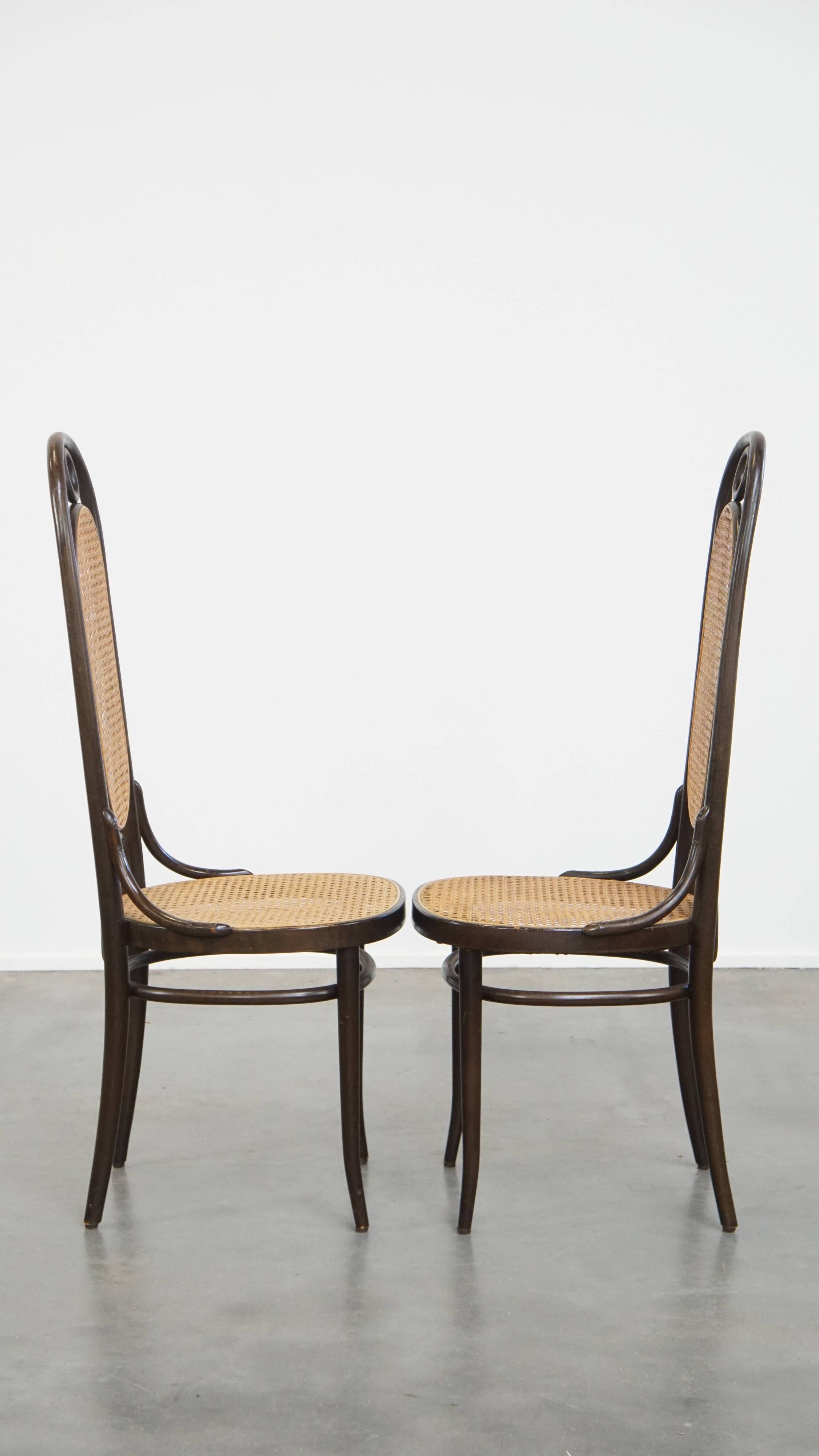 Set of 2 Vintage Bentwood "Long John" Thonet Design High Dining Chairs
