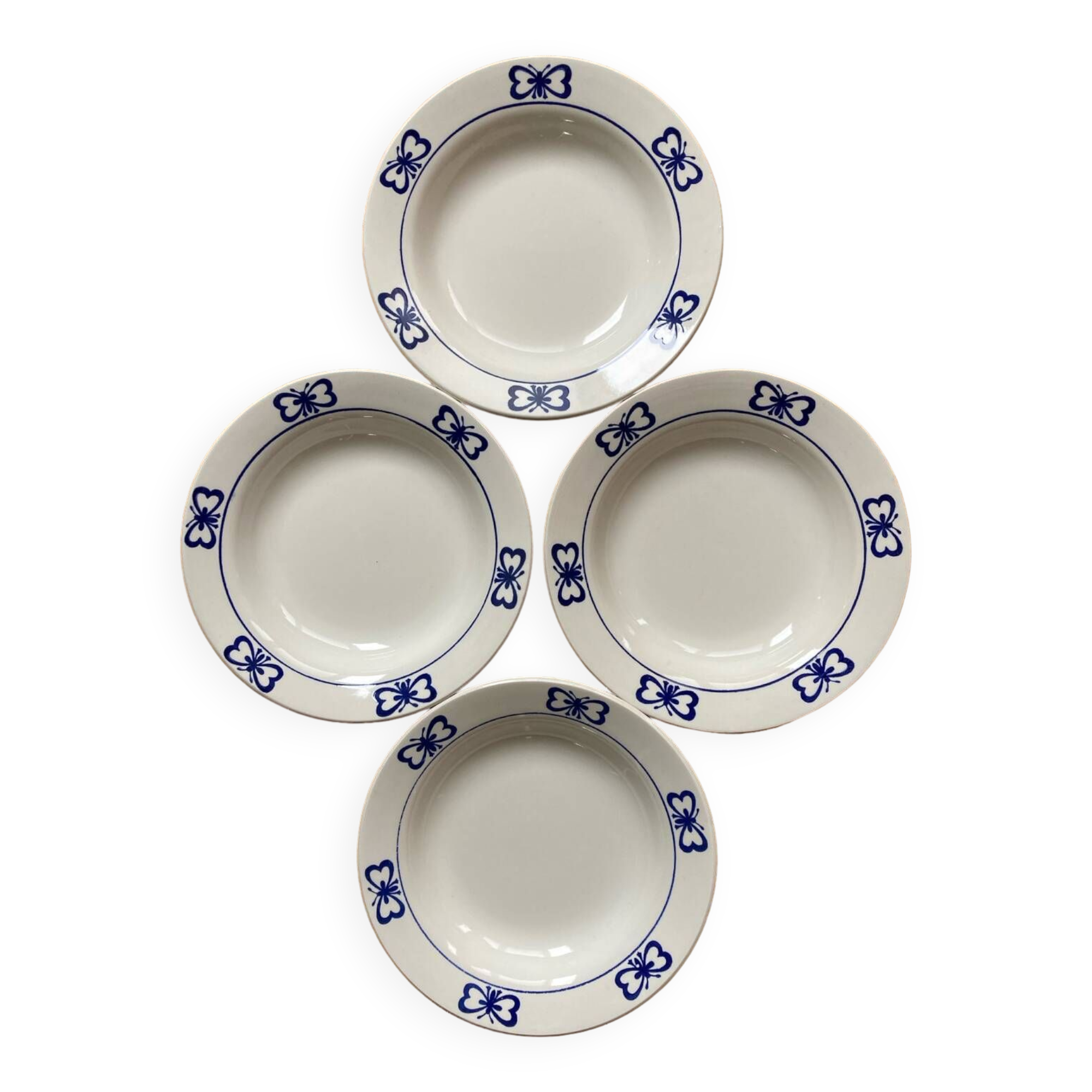 Assiettes creuses vintage décor papillons