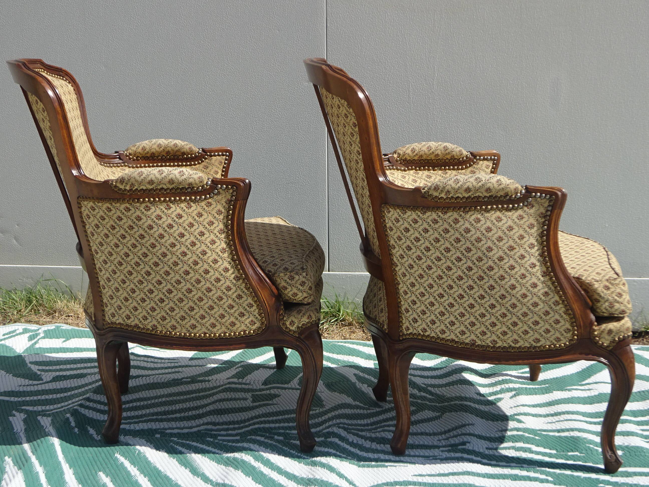Bergère armchairs, 1950s, set of 2