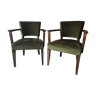 Pair of bridges in green velvet and dark wood