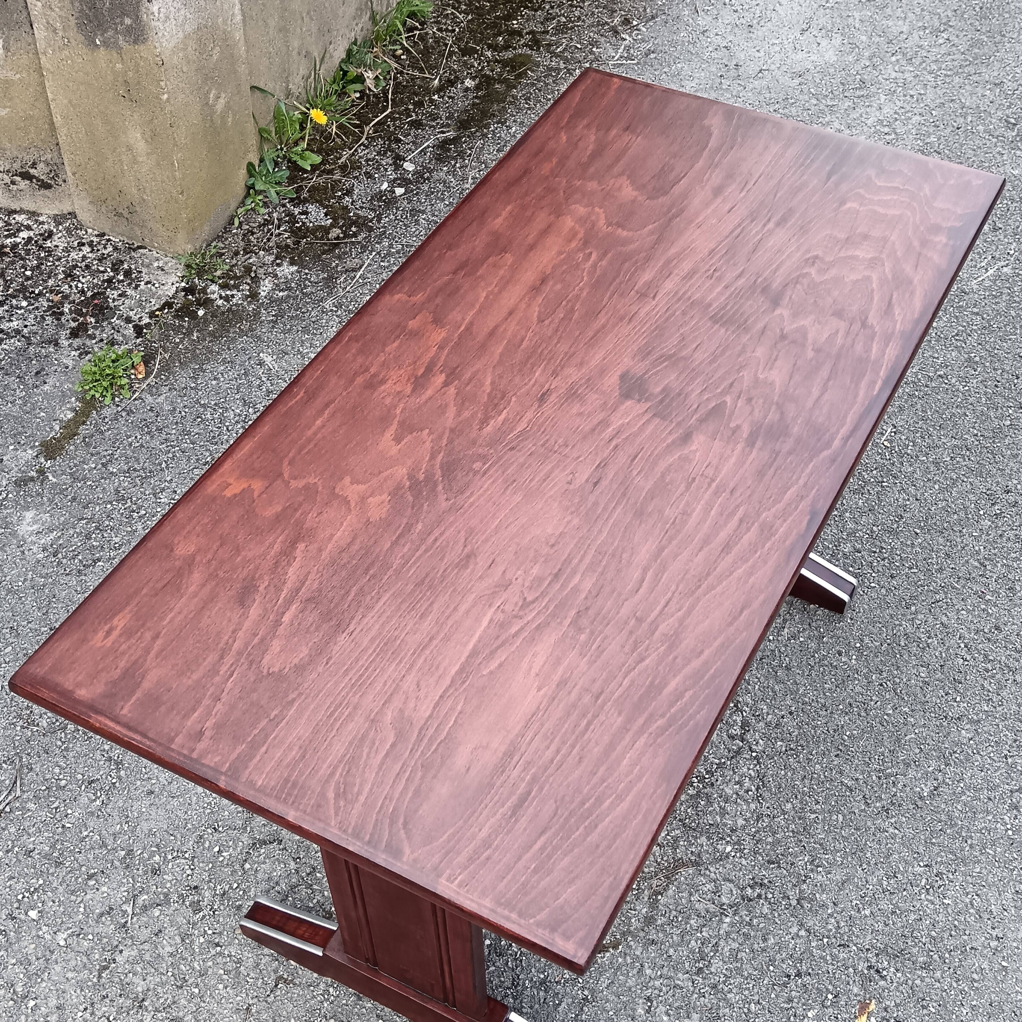 restored bistro table teak finish 1950