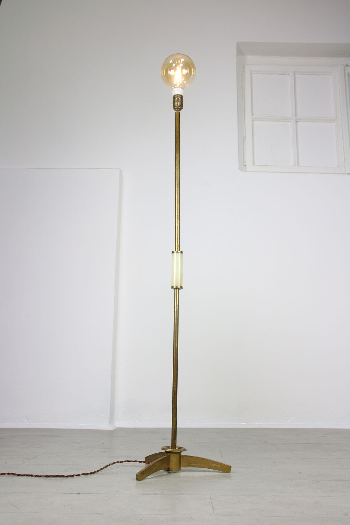 Minimal mid-century brass & marble lamp