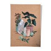 Painting A4 Pottery and green plants