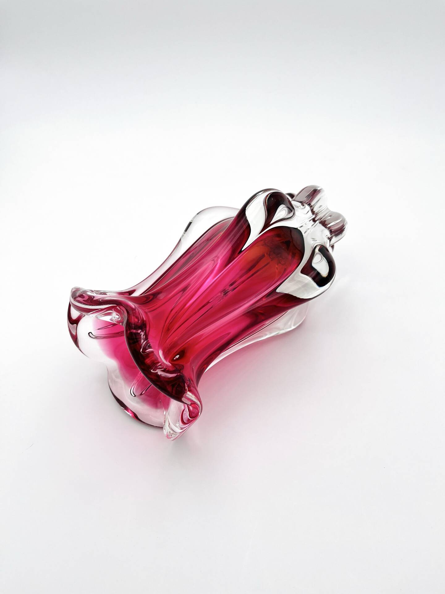 Organic Art Vase Josef Hospodka - Sommerso Ruby/Mandarin