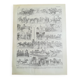 Horse racing lithograph from 1928