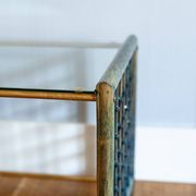 Vintage nesting tables in bamboo with glass top by Gallotti & Radice, 1970, set of 3.
