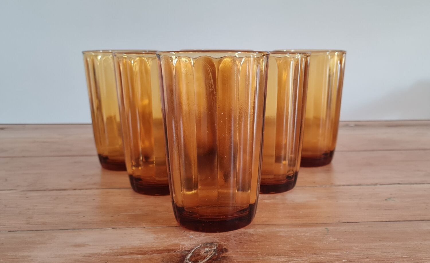 Set of 6 amber water glasses
