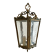 Old suspension lamp in brass and glass 3 burners