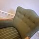 Modern Danish armchairs by Alfred Christensen. Beautiful shape, brass legs.