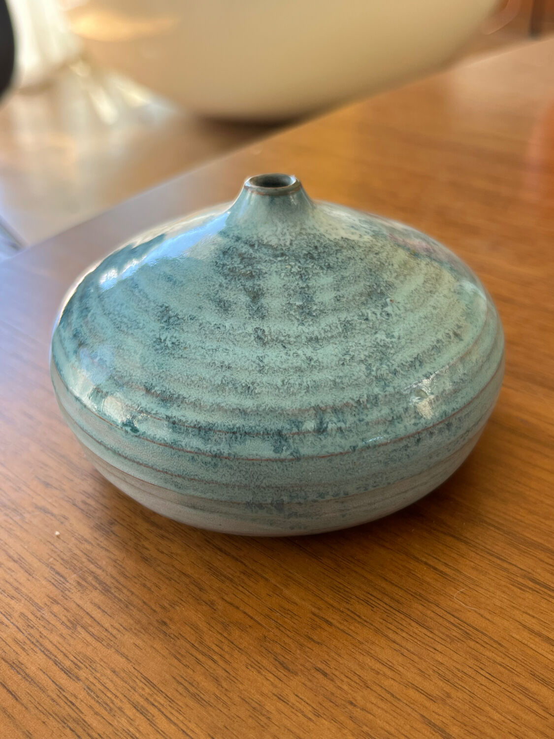 Vase, soliflore, sea urchin, ceramic, blue, to be identified.