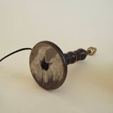 Turned wood lamp