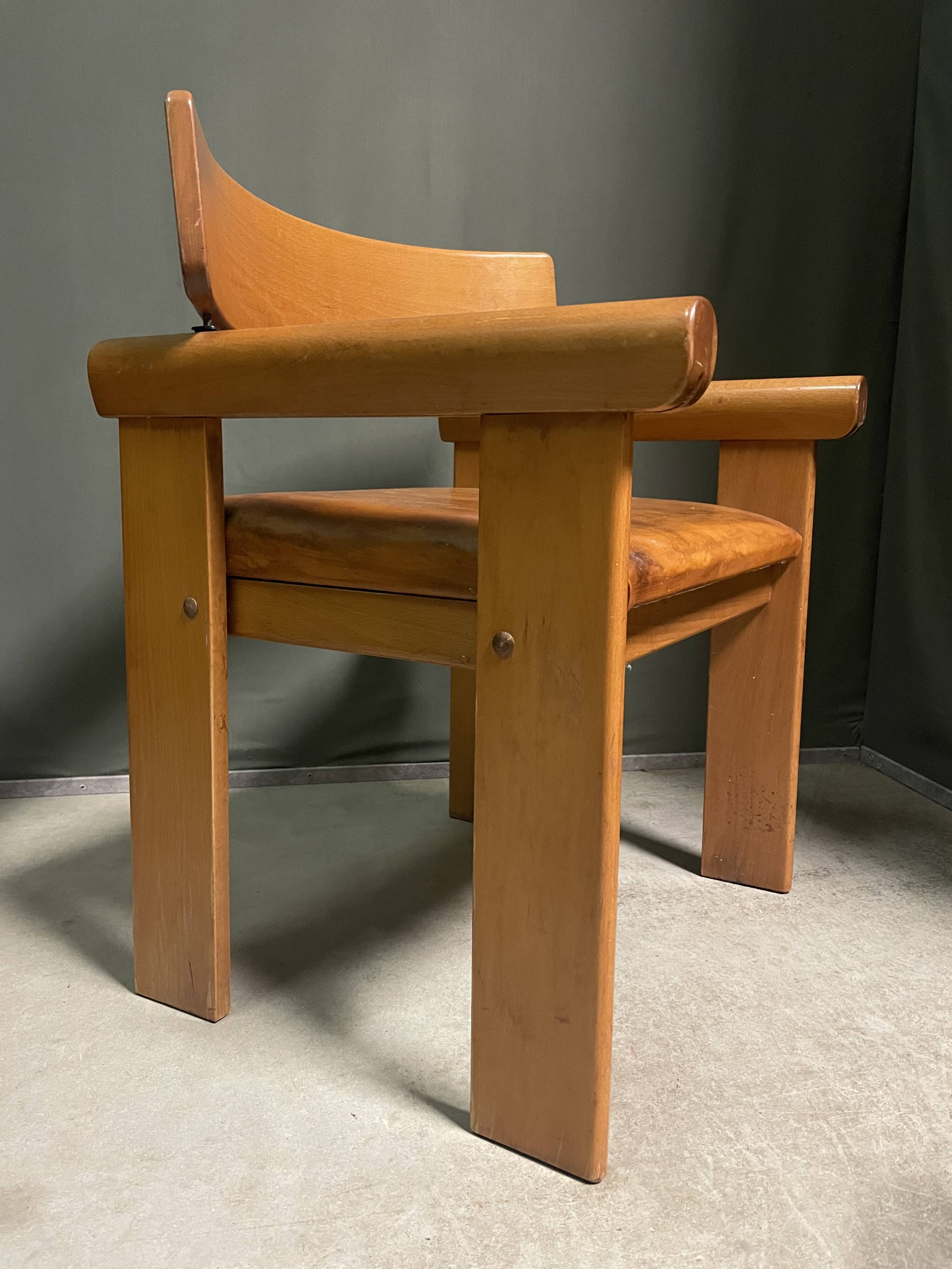 1970's Italian chunky wood armchair