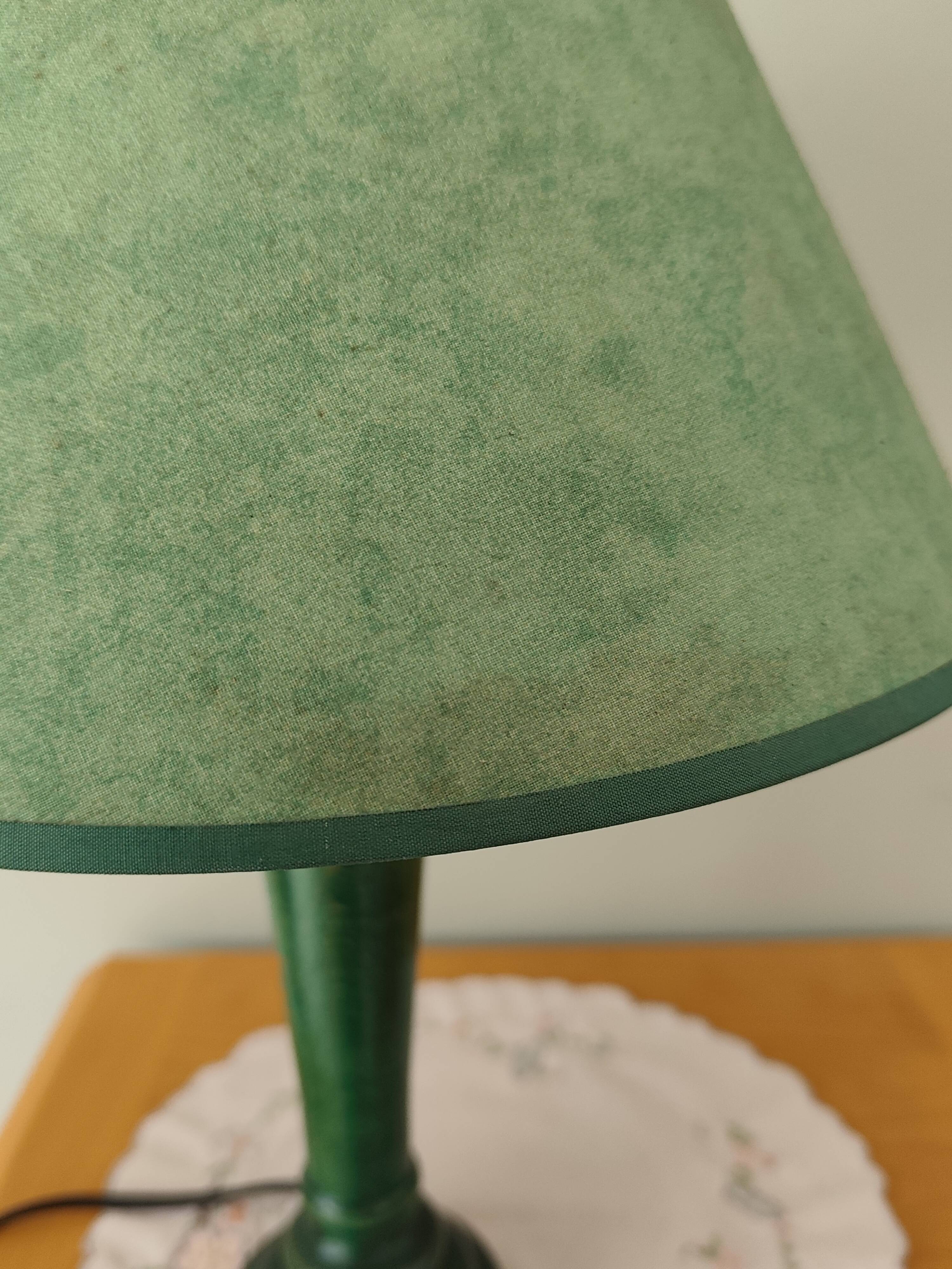 Green wooden table lamp