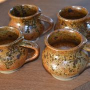 4 pyrite stoneware cups/mugs/coffee cups signed J.P.G.