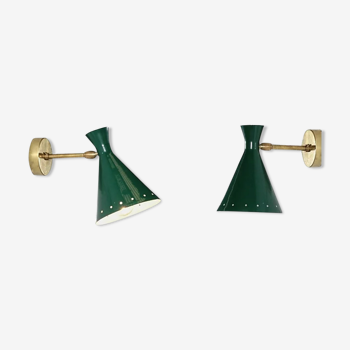 Pair of wall light apply cocotte green duck