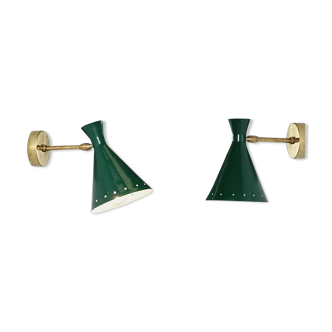 Pair of wall light apply cocotte green duck