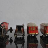 Tin litho brand LR spring-loaded toy locomotive
