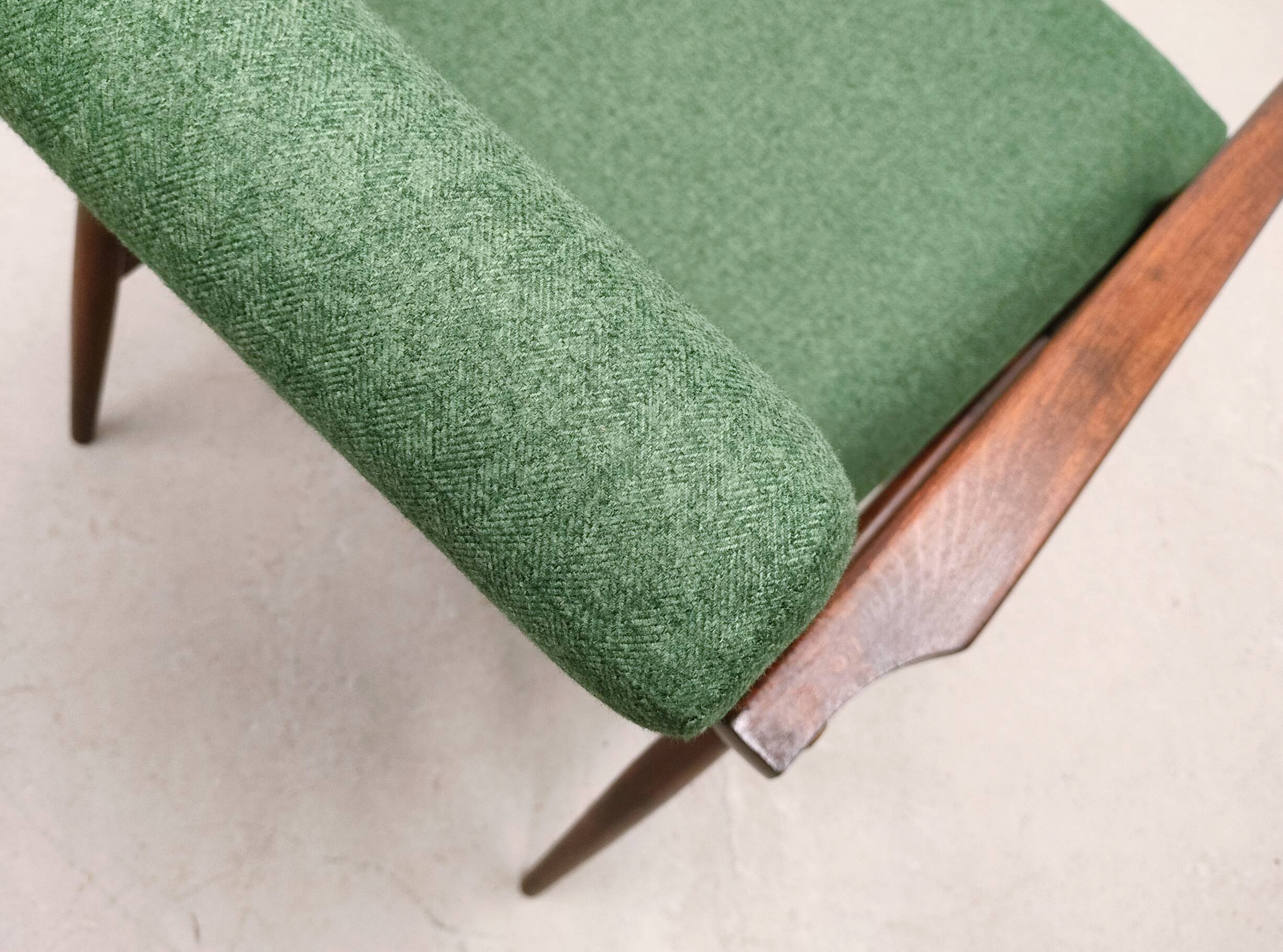 1960 Henryk Lis Mid Century Armchair in Green Tweed