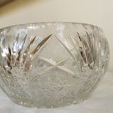 Bol en cristal de plomb vintage des années 1970 : pièce maîtresse de table bohémienne