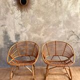 Paire de fauteuils en rotin
