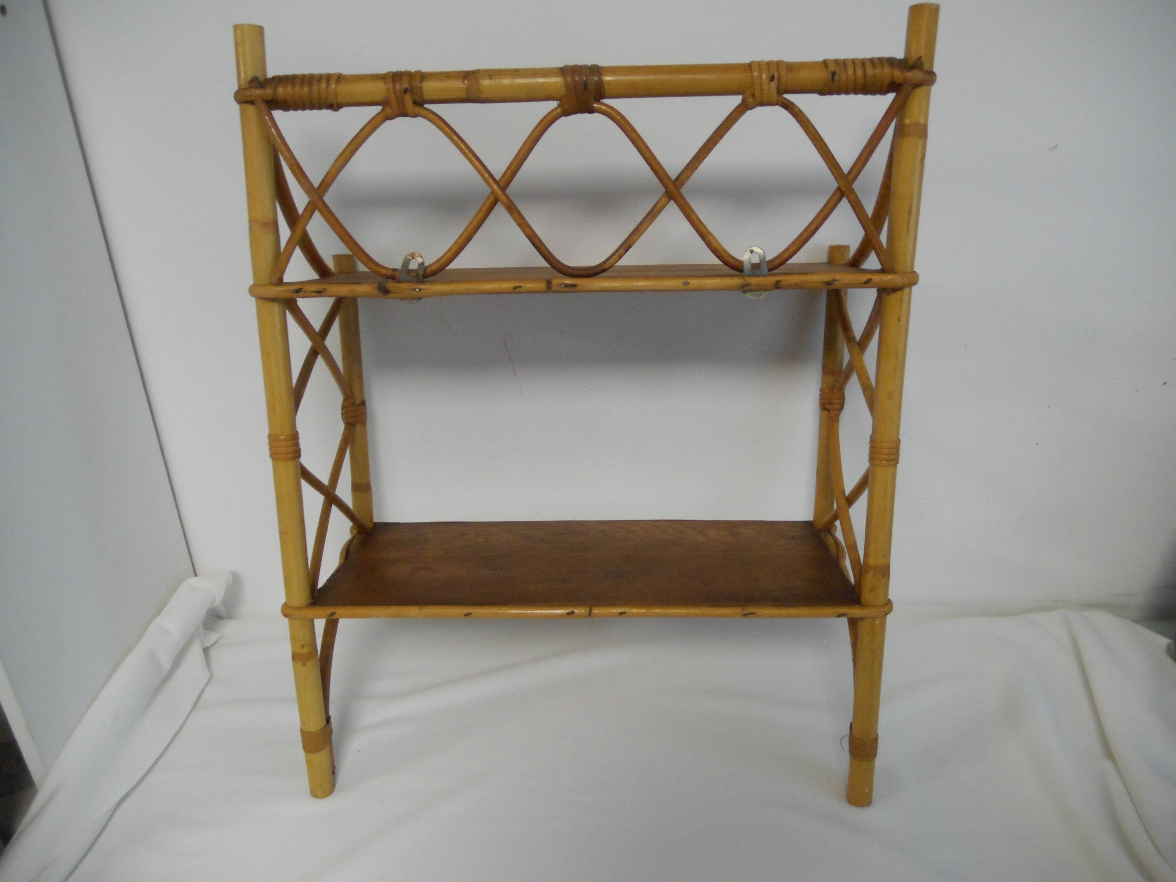 Vintage wall shelf of the  70s in bamboo