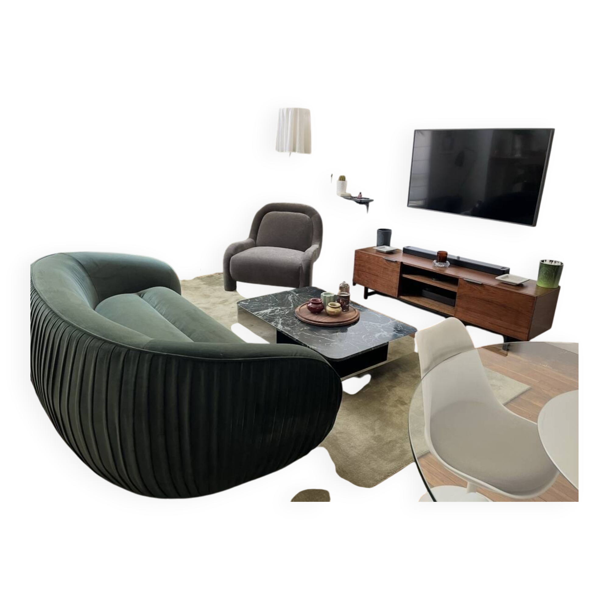 Emet three seater sofa, velvet deep soho home