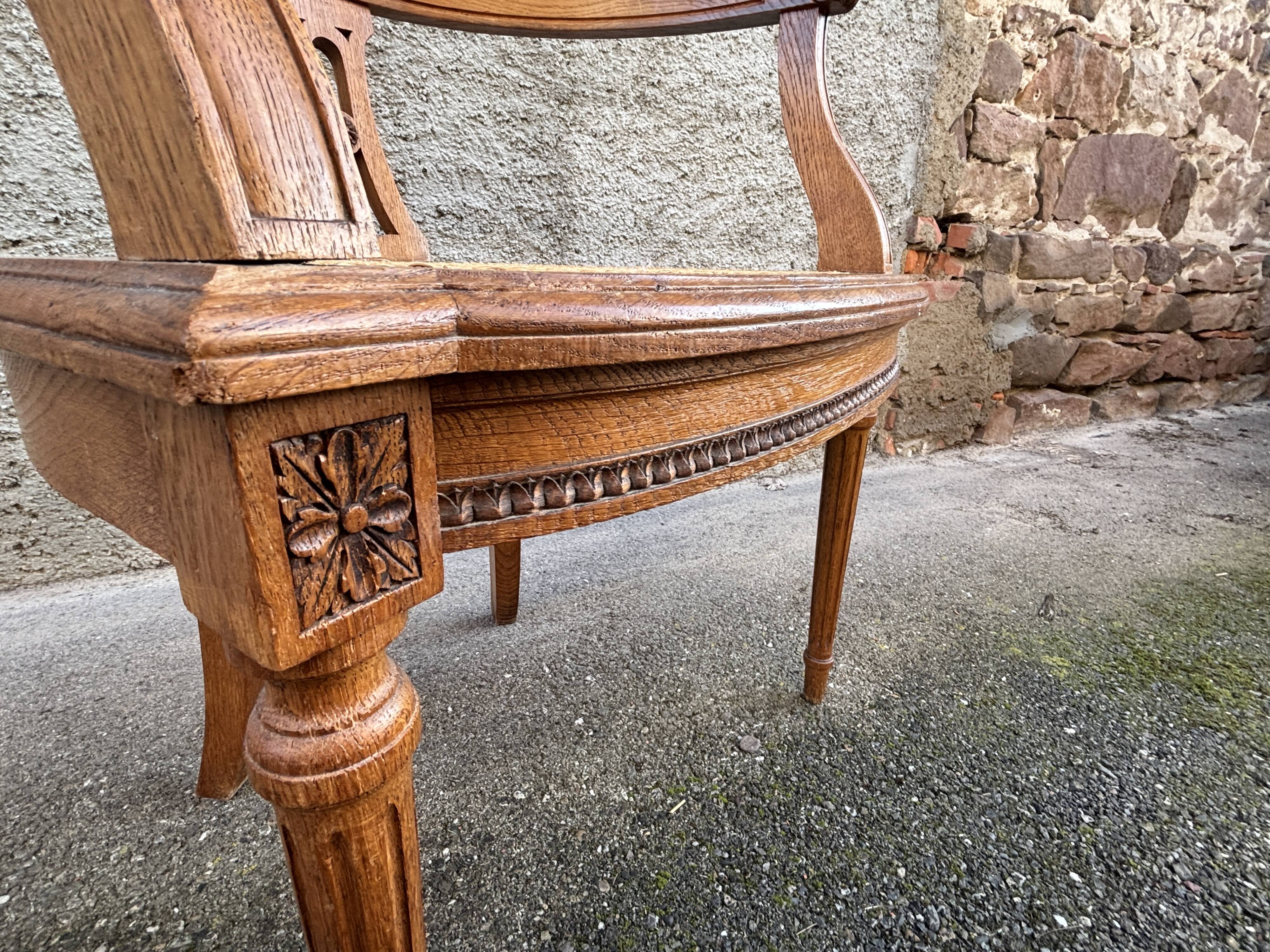 American office chair Louis XVI style wood and caning 1900