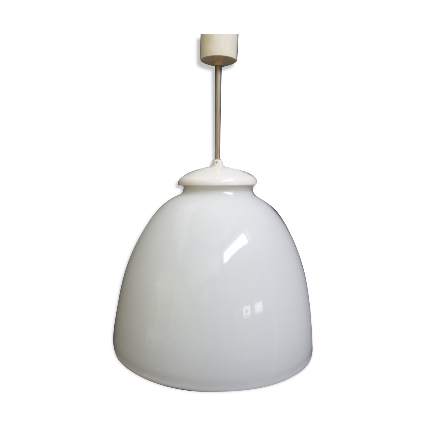 Vintage opaline pendant lamp, czechoslovakia 1950