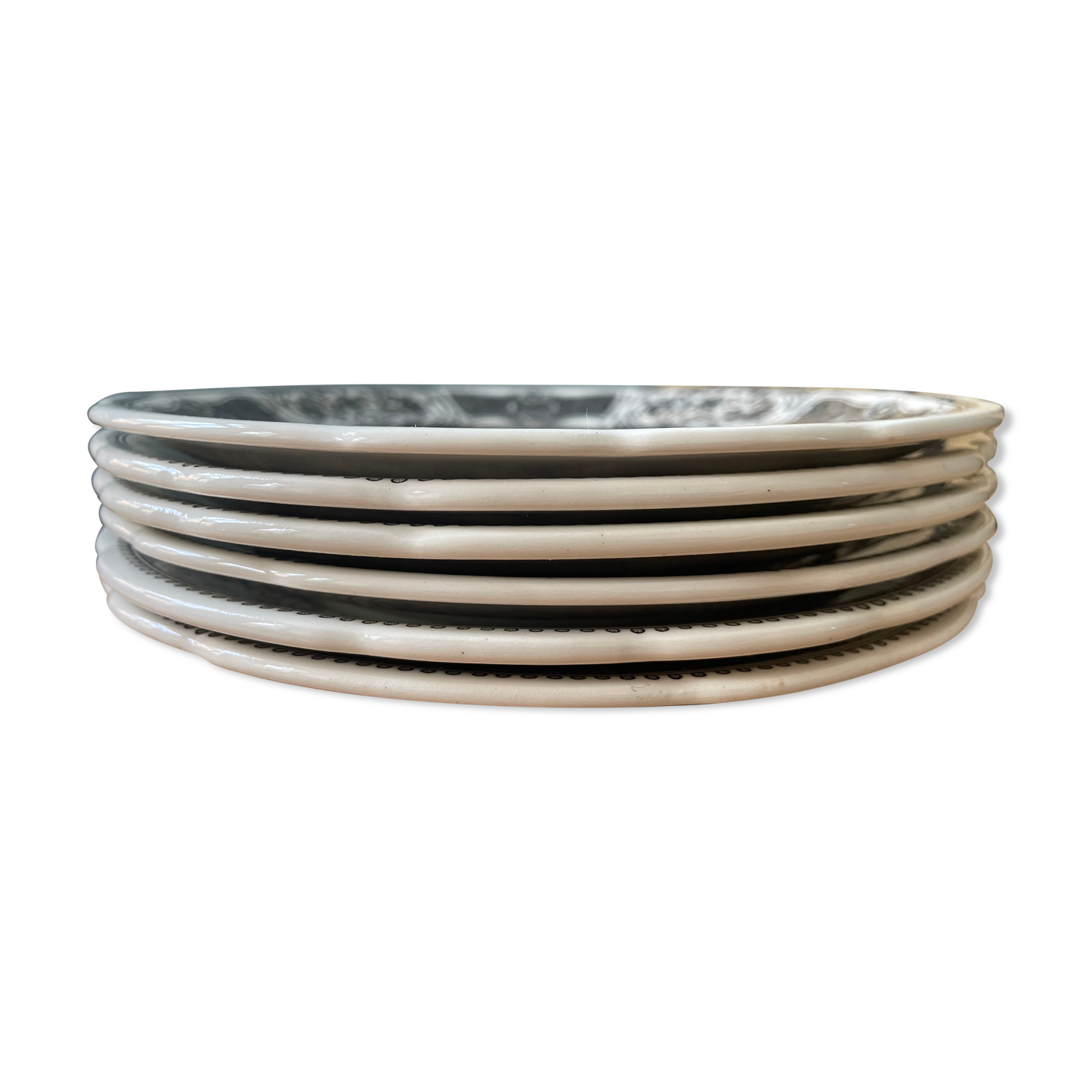 Box of 6 dessert plates in Gien earthenware, "the language of flowers"