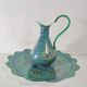 Minakari Signed Enameled Sheet Metal Ewer and Dish / 20th Century Middle East / Jug